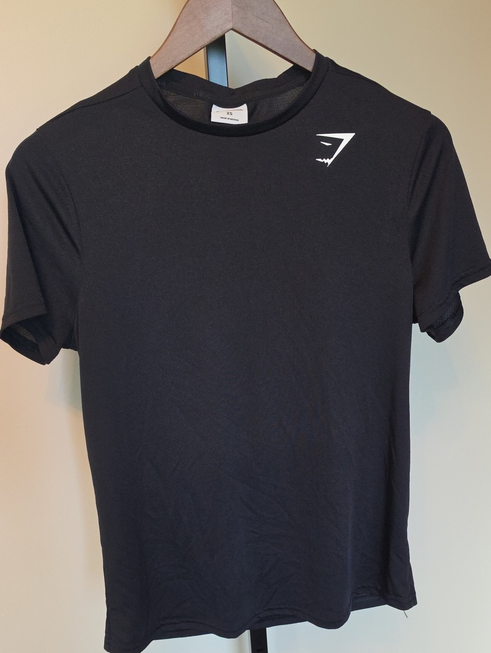 Gymshark Black Short Sleeve Dry-Fit Tee with White Logo